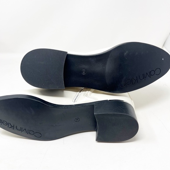 CALVIN KLEIN DENEICE WHITE FAUX LEATHER SIDE ZIP ANKLE BOOTIES WOMENS SZ 11 - Picture 11 of 11